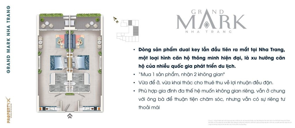 bản vẽ thiết kế căn hộ dual key Grand Mark Nha Trang